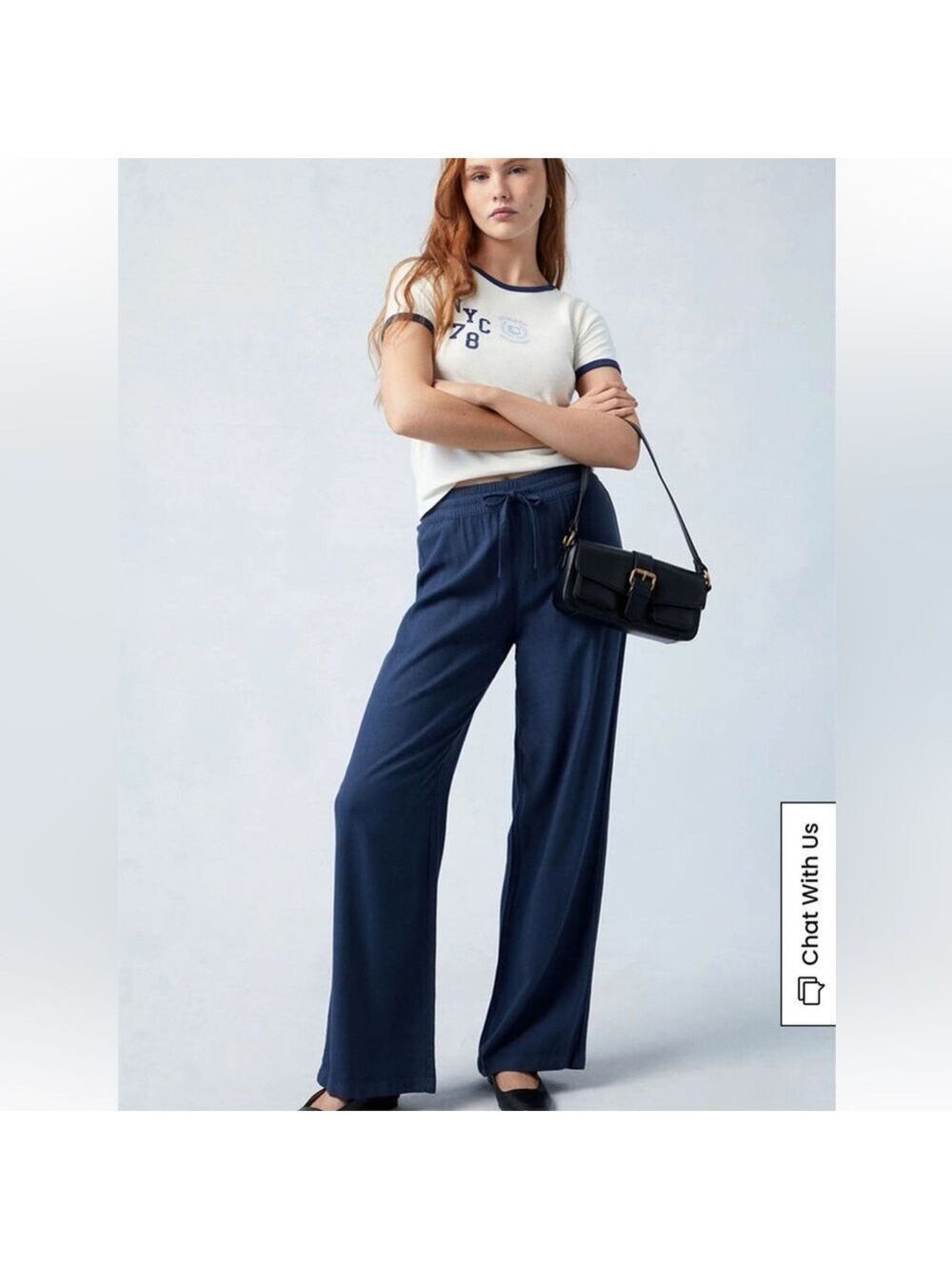 PacSun Navy Linen pull-on pants size xs